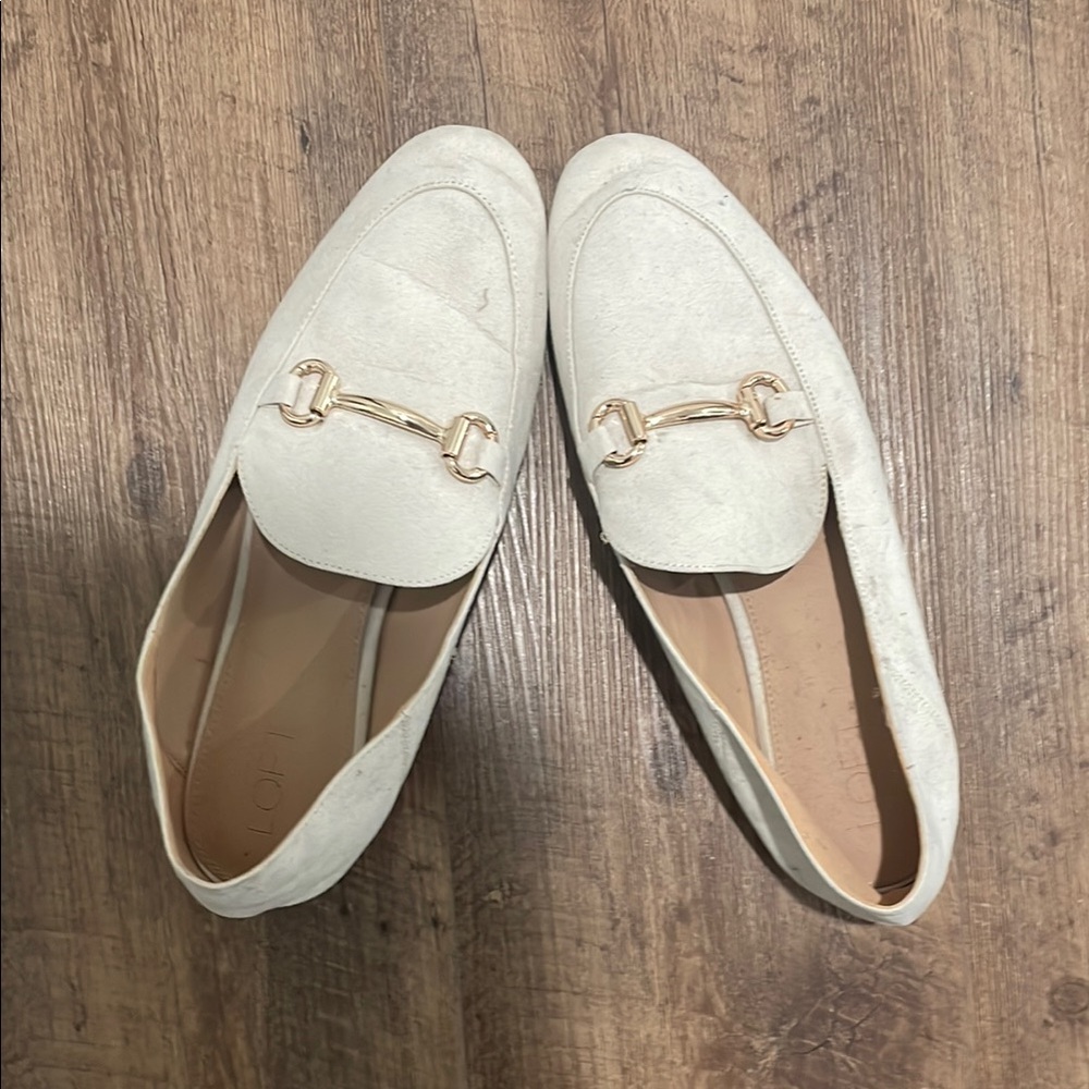 Elegant White Loafers with Gold Accent